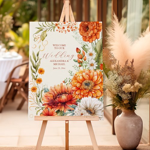 Bohemian Chic Floral Terracotta Wedding Foam Board