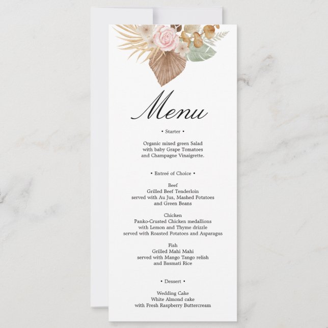 Bohemian Chic  floral Wedding  Invitation (Front)
