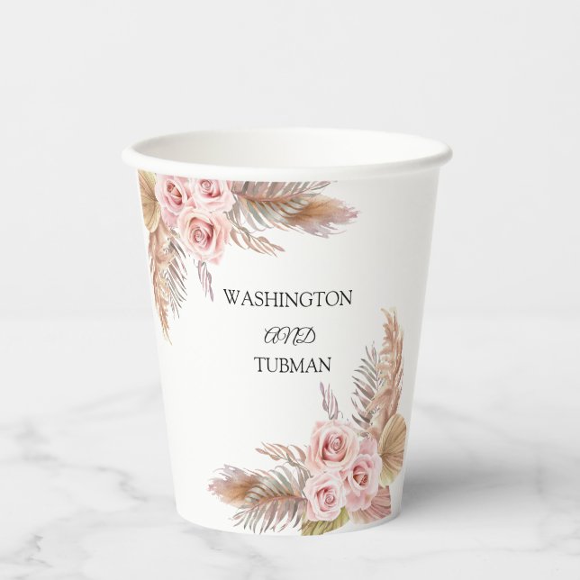 Bohemian Chic Floral Wedding Paper Cup (Front)