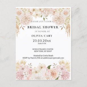 Bohemian Chic  floral Wedding Postcard