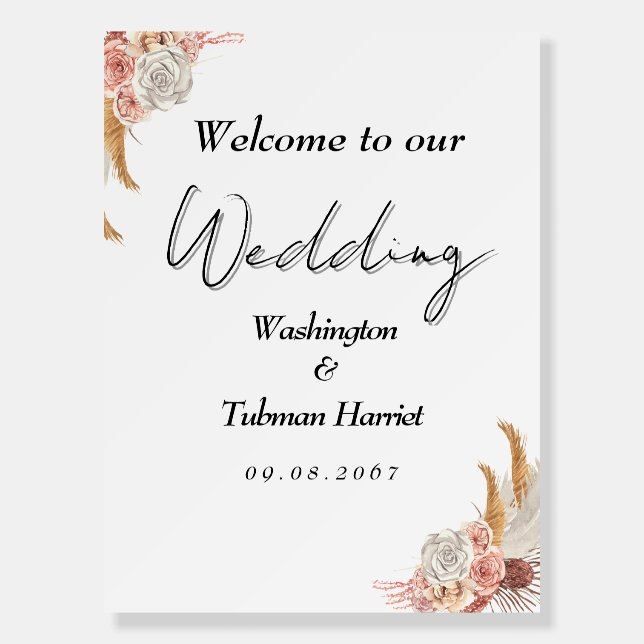 Bohemian Chic Floral Wedding Welcome Sing Supplies Foam Board (Front)