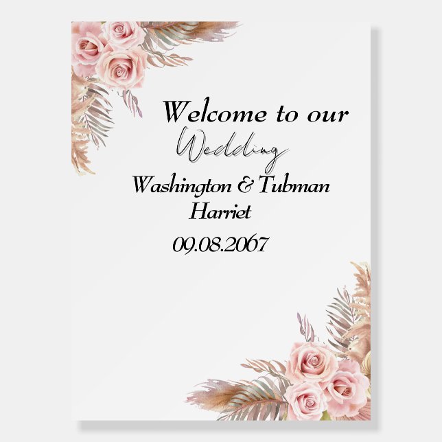 Bohemian Chic Floral Wedding Welcome Sing Supplies Foam Board (Front)