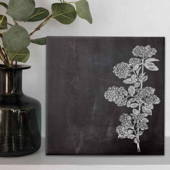 Bohemian Chic french country chalkboard botanical Ceramic Tile (Bohemian Chic french country chalkboard botanical Ceramic Tile)