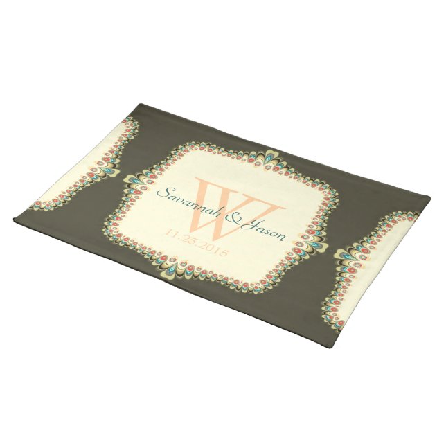 Bohemian Chic Lace Monogrammed Place Mat (On Table)