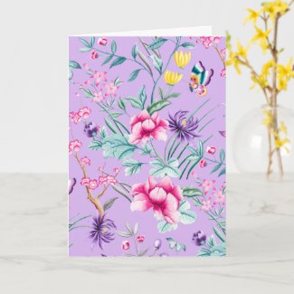 Bohemian Chic Lavender Flowers & Butterflies Card