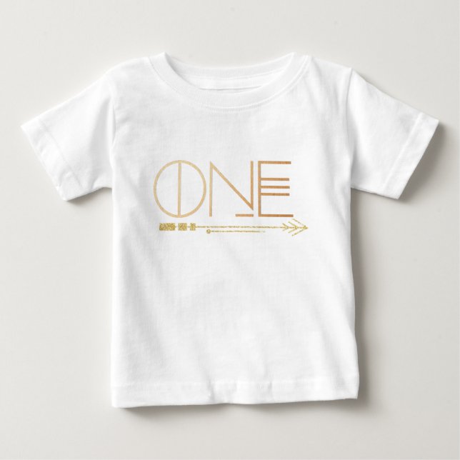 Bohemian Chic One | Tribal Gold Foil Baby T-Shirt (Front)