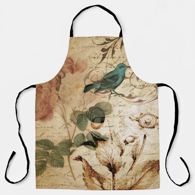 Bohemian chic  Paris Scripts bird french botanical Apron (Front)