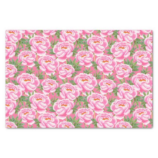 Bohemian Chic Pink Peonies Pattern Tissue Paper