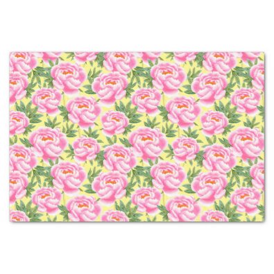 Bohemian Chic Pink Peonies Pattern - Yellow