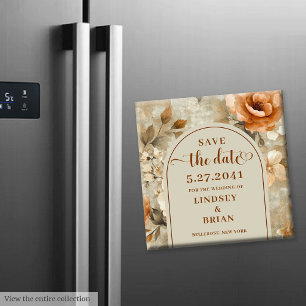 Bohemian Chic Terra Cotta Beige Sage Save the Date Magnet