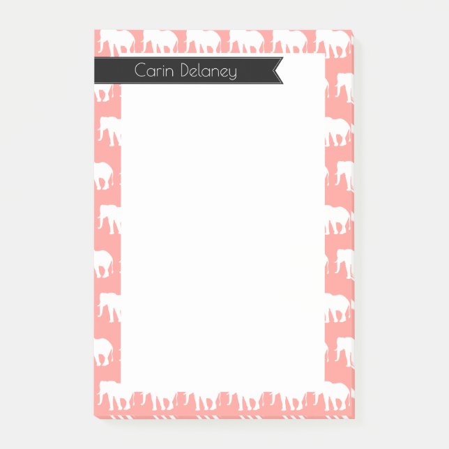 Bohemian Chic White Elephants | Personalized Post-it Notes (Front)