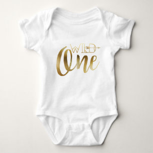 Bohemian Chic Wild One Tribal Gold Foil Baby Bodysuit
