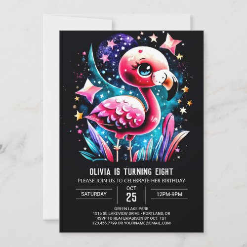 Bohemian Children Flamingo Birthday Invitation