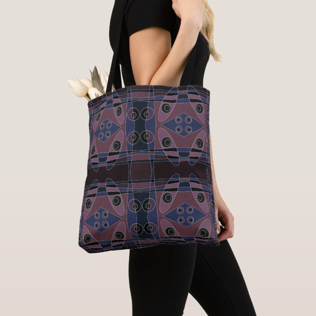 Bohemian Chintz 18 Purple Blue Black White  Tote Bag (Close Up)