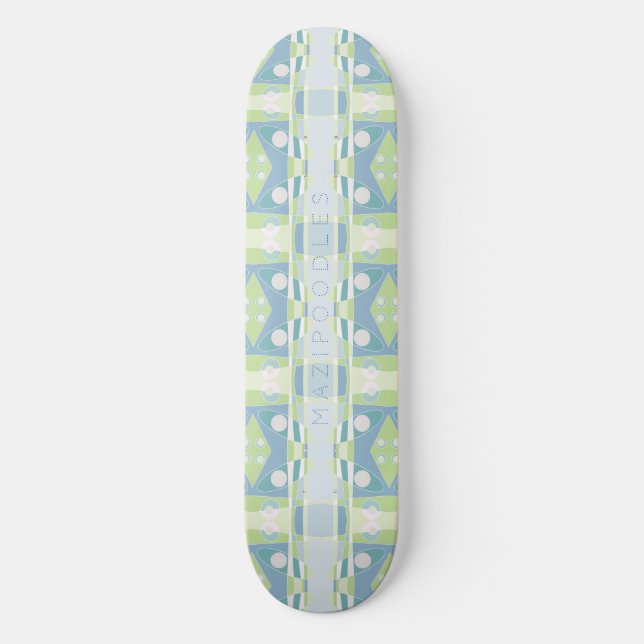 Bohemian Chintz 20 Pastel Green Blue Pink Skateboard (Front)