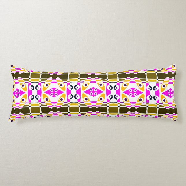 Bohemian Chintz 41 Orange Olive Fuchsia Pink  Body Pillow (Front)