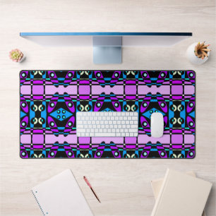 Bohemian Chintz 48 Purple Blue Black Desk Mat