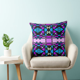Bohemian Chintz 48 Purple Blue Black Throw Pillow