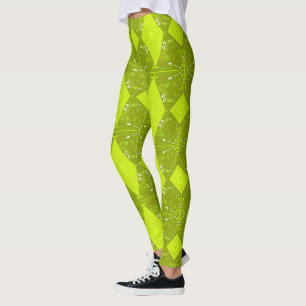 Bohemian Chintz Illustration Green Olive Avocado Leggings