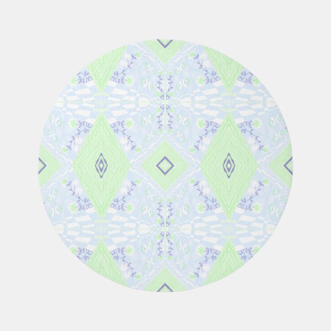 Bohemian Chintz Illustration Pastel Blue Nursery Rug (Front)