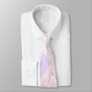 Bohemian Chintz Illustration Pastel Pink Lavender Neck Tie