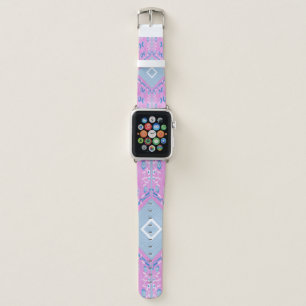 Bohemian Chintz Illustration Pink Blue White 1 Apple Watch Band