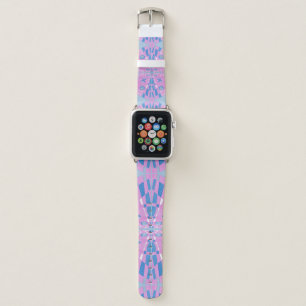 Bohemian Chintz Illustration Pink Blue White 2 Apple Watch Band