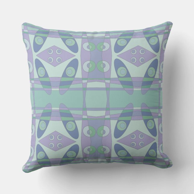 Bohemian Chintz New Dusty Green Purple Blue  Throw Pillow (Back)