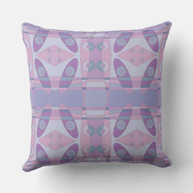 Bohemian Chintz New Dusty Pink Purple Blue  Throw Pillow (Back)