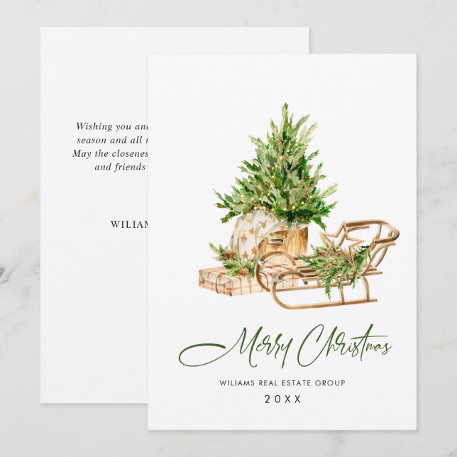 Bohemian Christmas Composition Corporate Greeting Holiday Card (Front/Back)