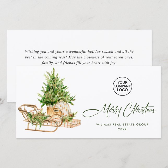 Bohemian Christmas Composition Corporate Greeting Holiday Card (Front/Back)