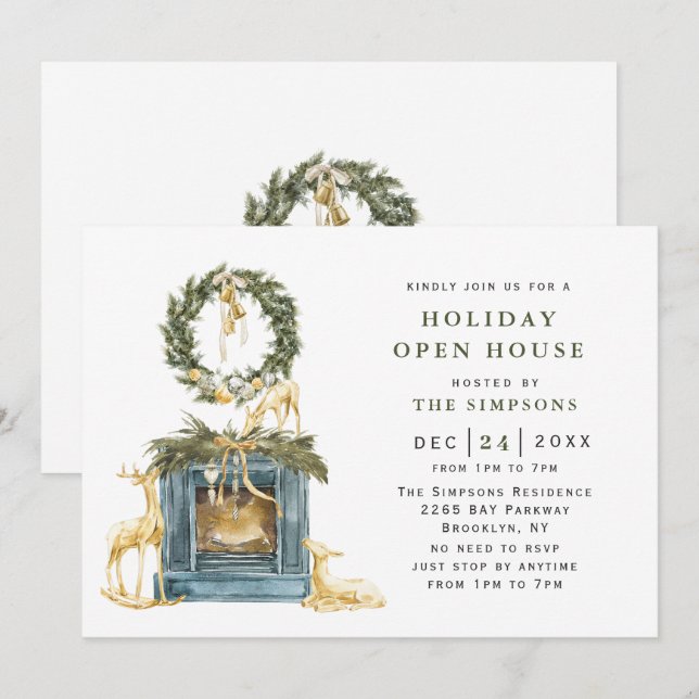 Bohemian Christmas Composition Holiday Luncheon Invitation (Front/Back)