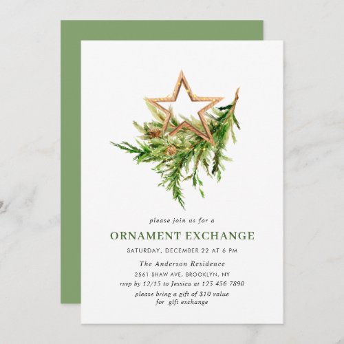Bohemian Christmas Ornament Exchange Party Invitation