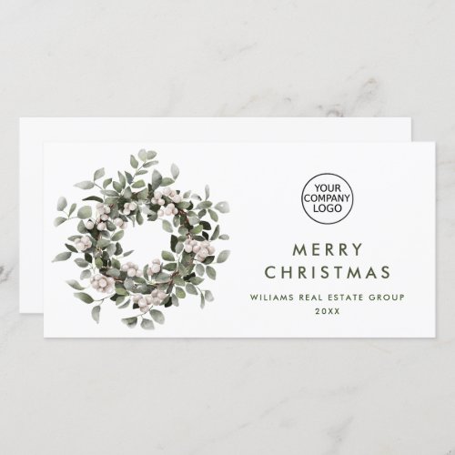 Bohemian Christmas Wreath Corporate Greeting Holiday Card