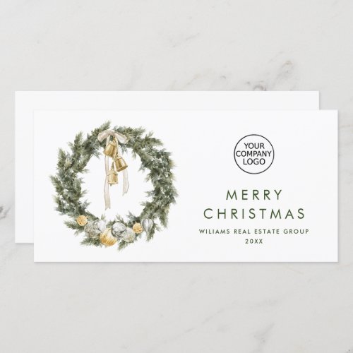 Bohemian Christmas Wreath Corporate Greeting Holiday Card
