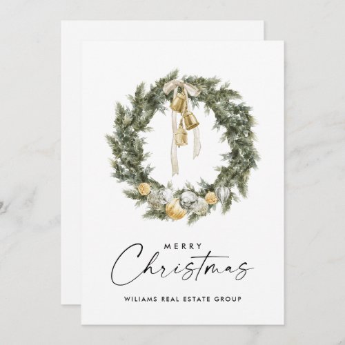 Bohemian Christmas Wreath Corporate Greeting Holiday Card