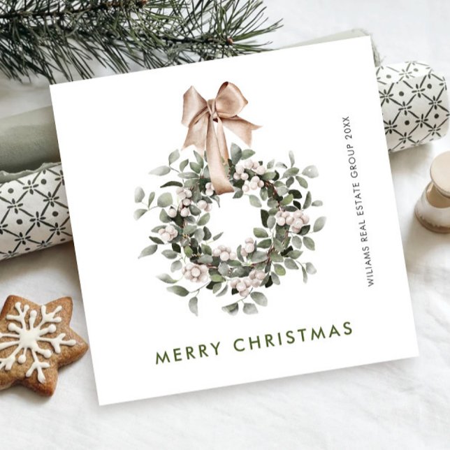 Bohemian Christmas Wreath Corporate Greeting Holiday Card (Creator Uploaded)