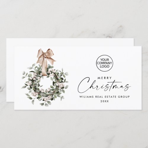 Bohemian Christmas Wreath Corporate Greeting Holiday Card