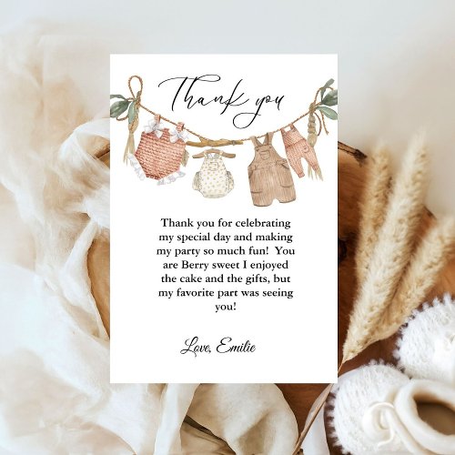 Bohemian Clothes Baby Shower Thank You Card