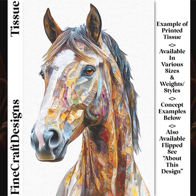 Bohemian Collage Horse Portrait DE9L Decoupage Tissue Paper (Creator Uploaded)