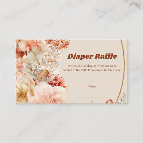 Bohemian colorful fall floral sage diaper raffle enclosure card