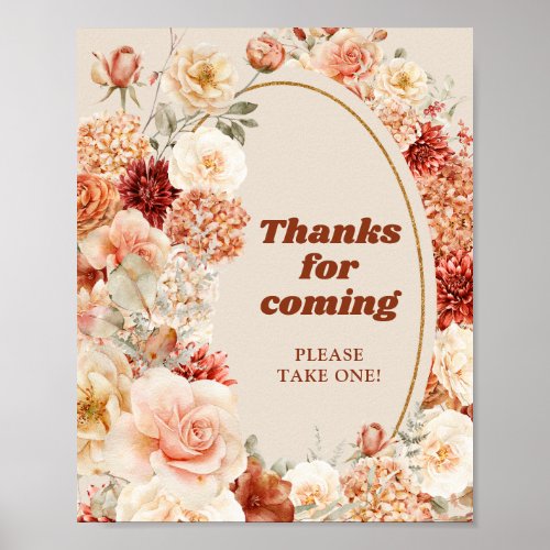 Bohemian colorful fall floral thanks for coming  poster