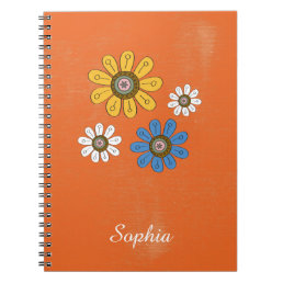 Bohemian Colorful Flowers Custom Name Notebook