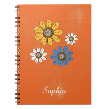 Bohemian Colorful Flowers Custom Name Notebook by DesignByLang at Zazzle