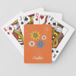 Bohemian Colorful Flowers Custom Name Playing Cards at Zazzle