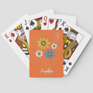 Bohemian Colorful Flowers Custom Name Poker Cards