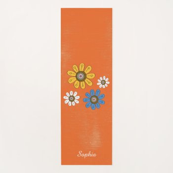 Bohemian Colorful Flowers Custom Name Yoga Mat by DesignByLang at Zazzle