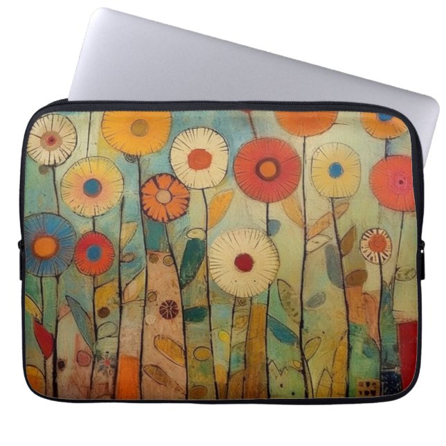 Bohemian Colorful Flowers  Laptop Sleeve (Front)