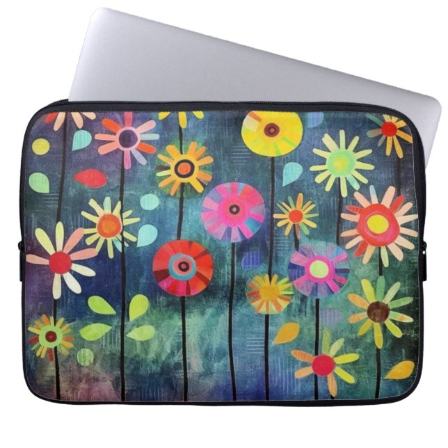 Bohemian Colorful Flowers  Laptop Sleeve (Front)