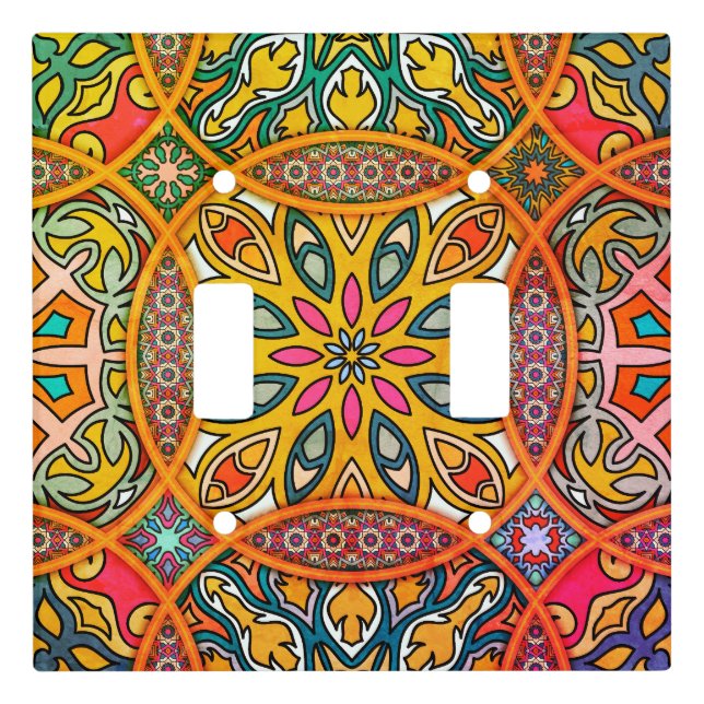 Bohemian Colorful Mandala Beautiful Switch Plate (Front)